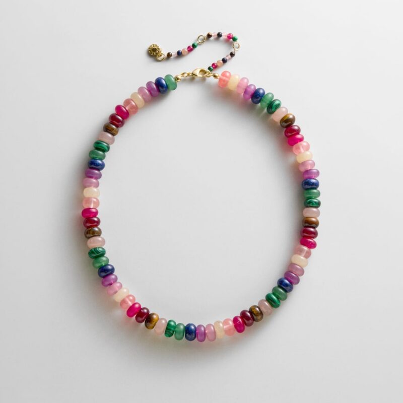 Joyce Semi-Precious Beaded Necklace - Dark Multi Bead BaubleBar