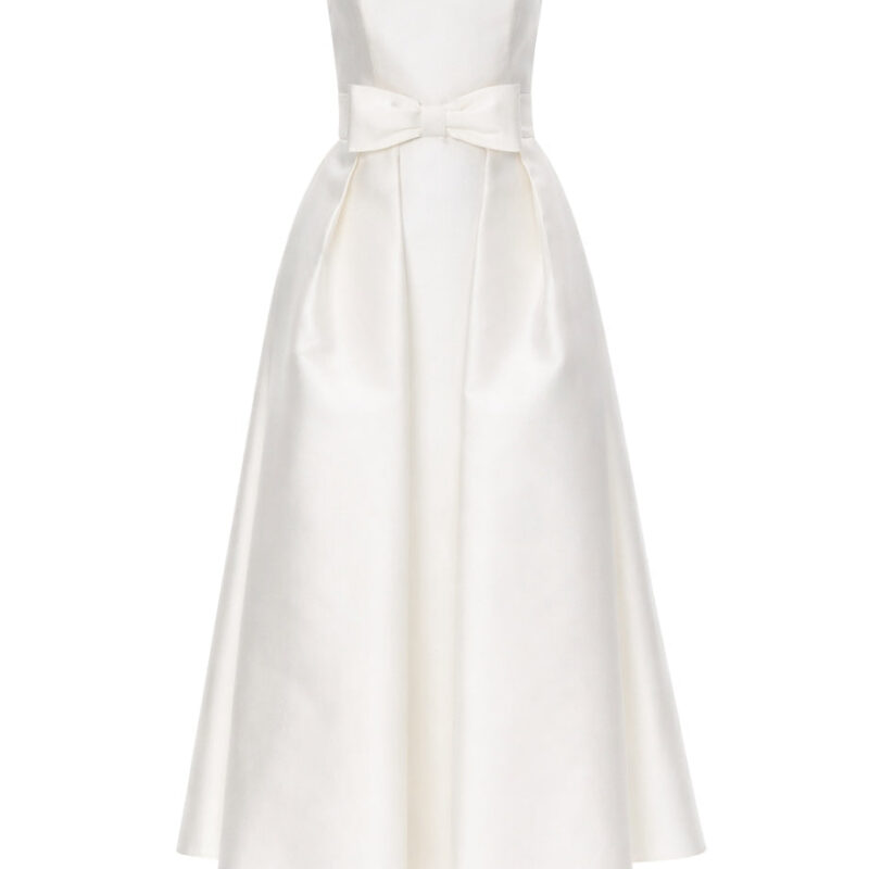 Juliette Silk and Wool Midi Dress with Mid-Length Bow Convertible Skirt Alexia Maria Collection