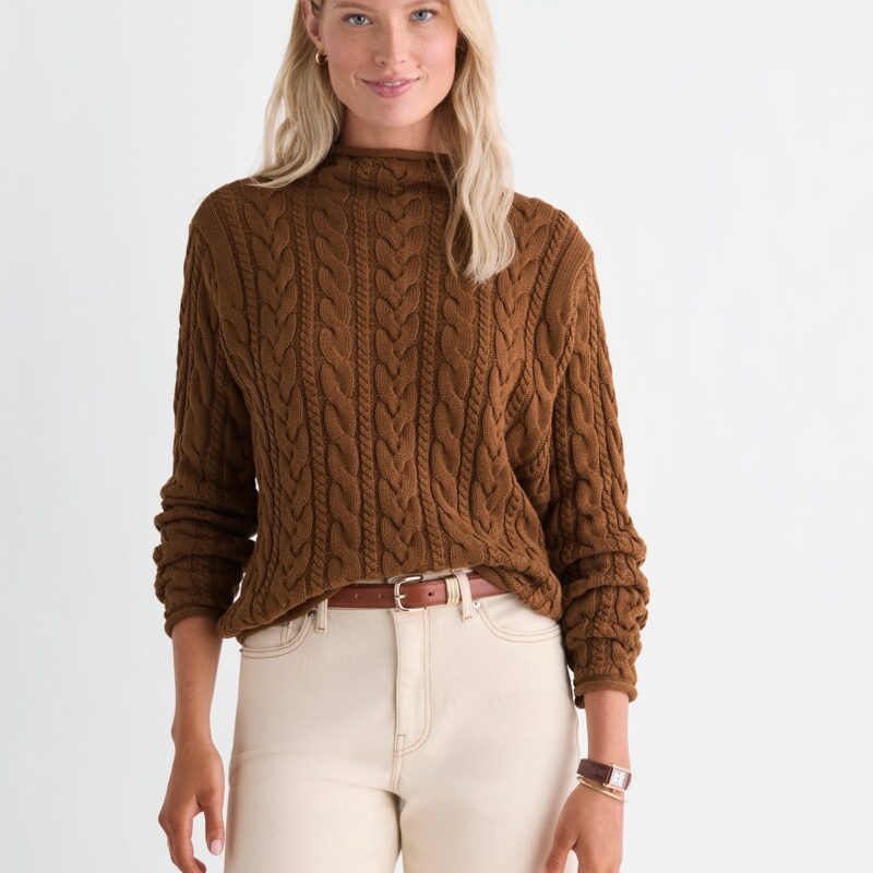 Katie Cotton Cable Mockneck Sweater
