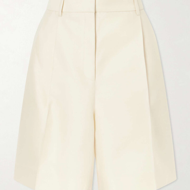 KHAITE - Auggie Pleated Wool and Silk Blend Shorts