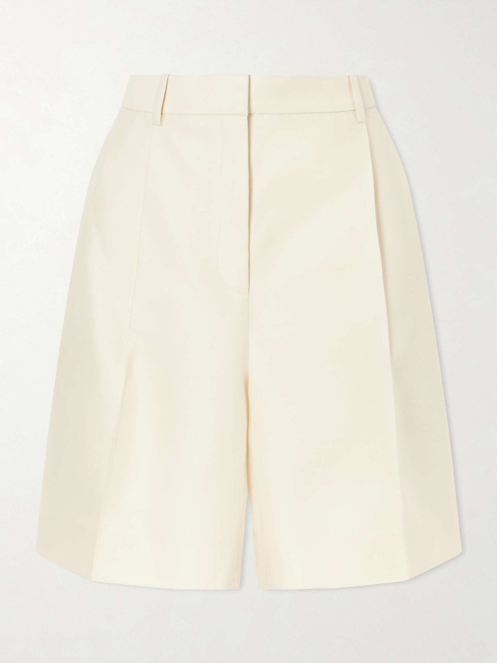 KHAITE - Auggie Pleated Wool and Silk Blend Shorts