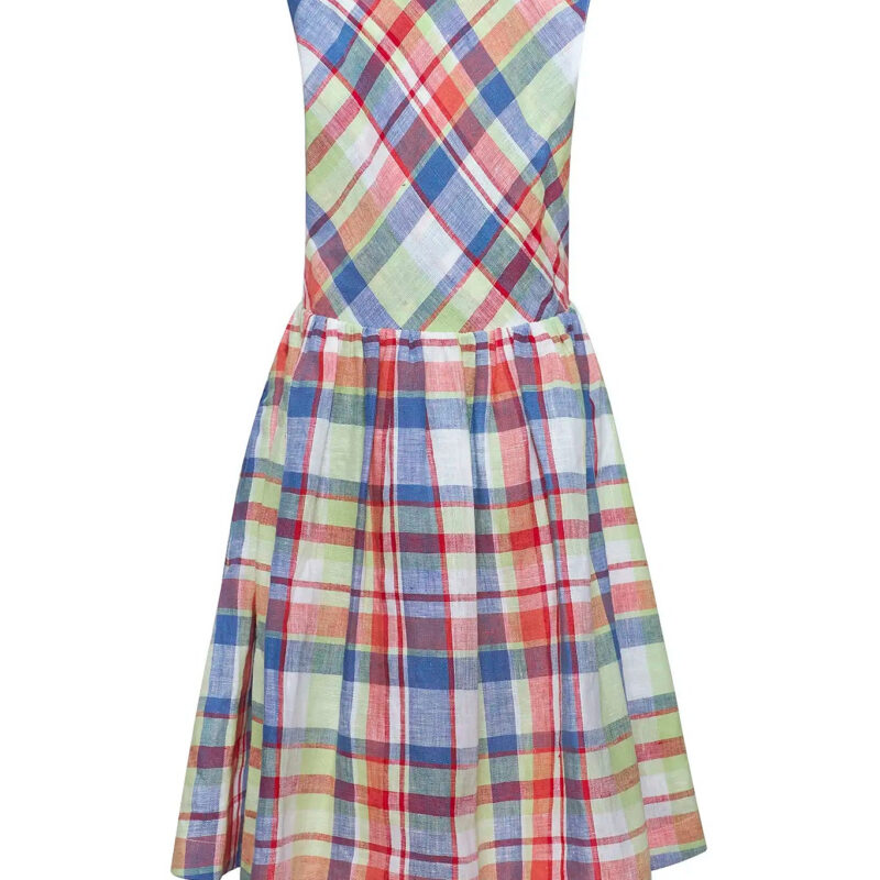 Kids June Dress in Harbor Club Madras Hunter bell