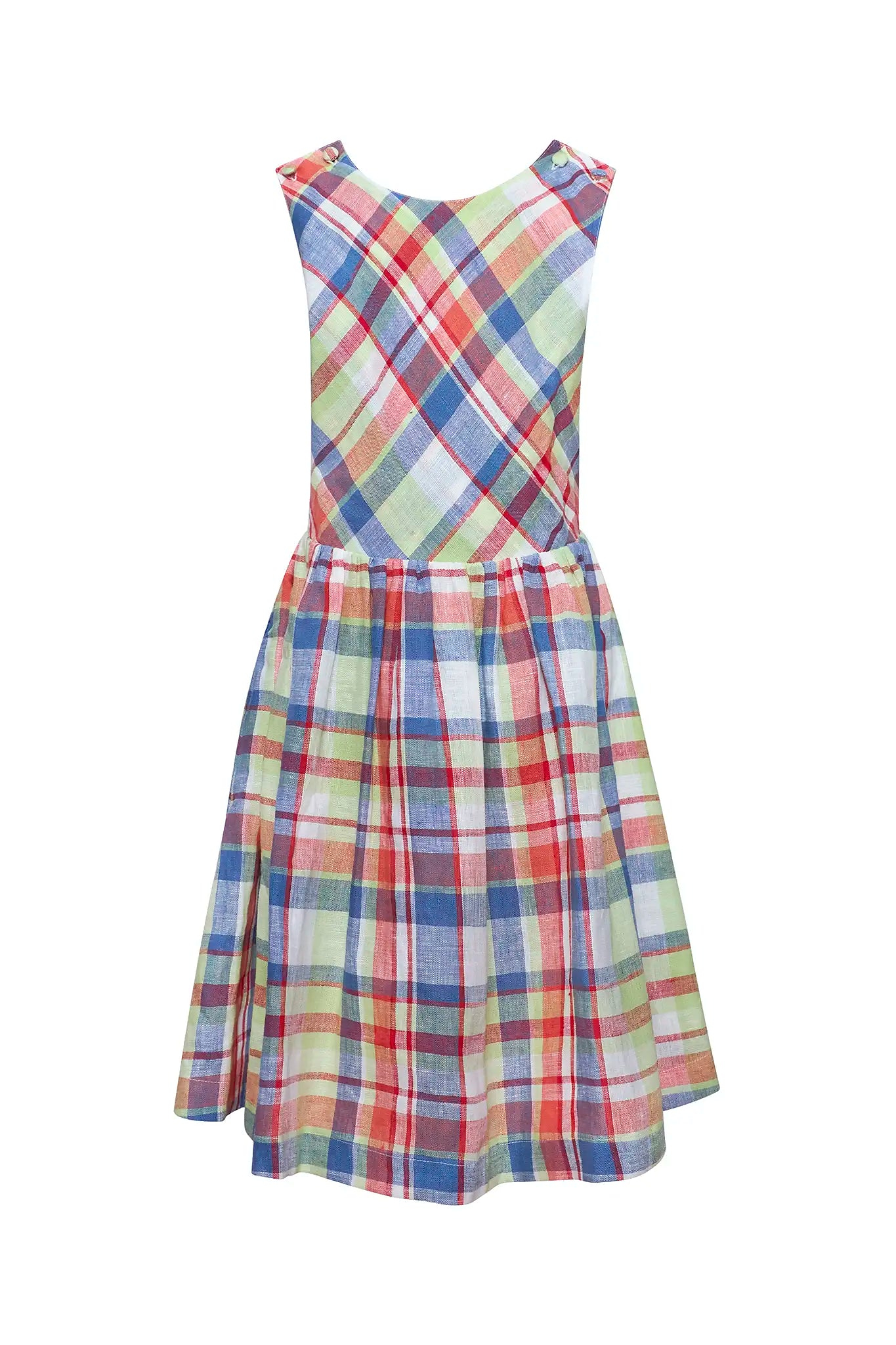 Kids June Dress in Harbor Club Madras Hunter bell