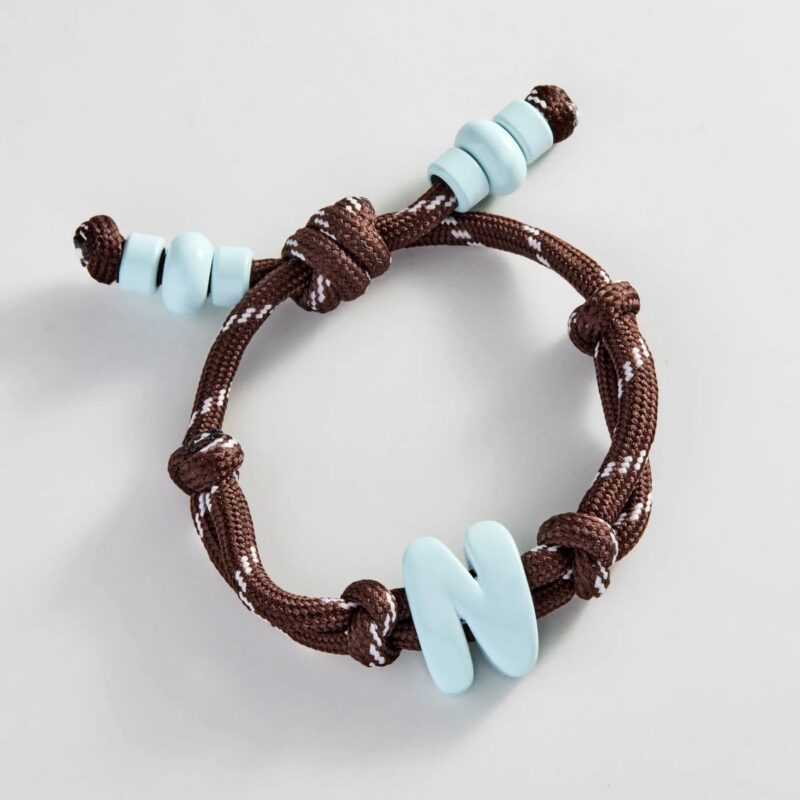 Knotty Enamel Initial Custom Bracelet - Brown/Blue Single Letter BaubleBar