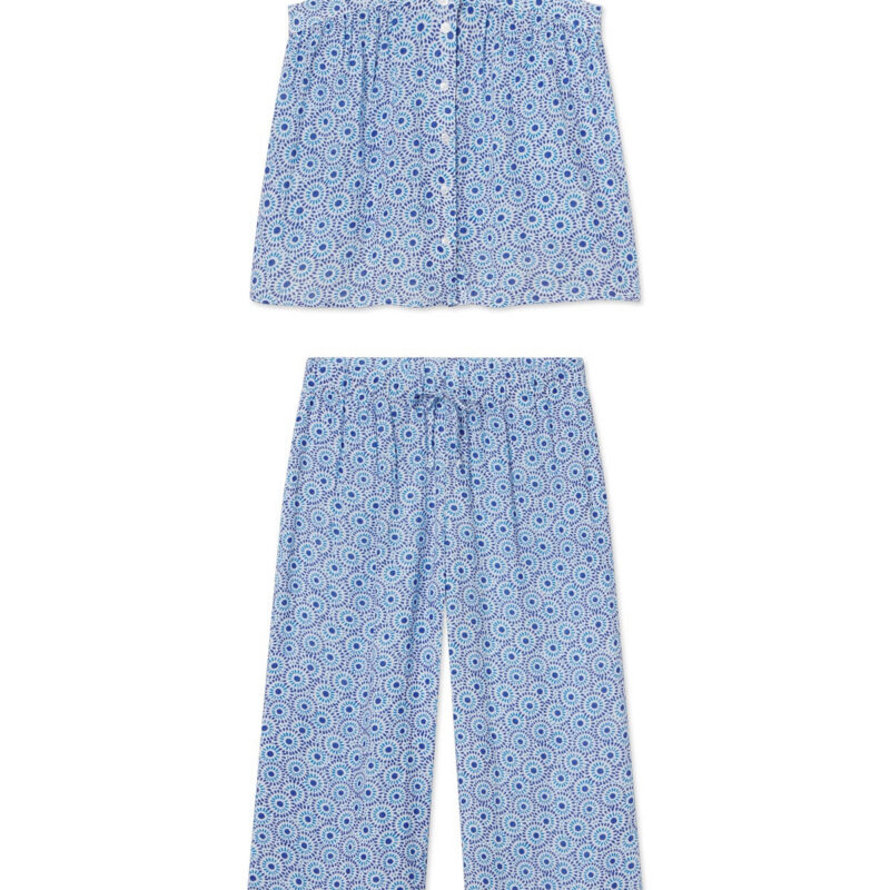 LAKE | Hamptons Pants Set - Lapis Dot Gauze Lake Pajamas