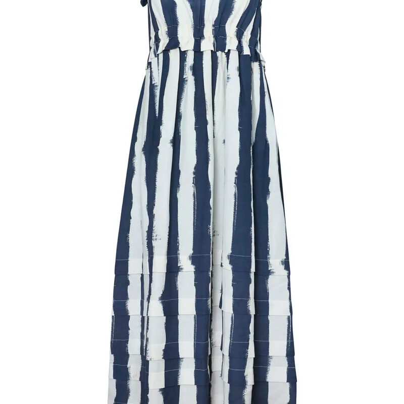 Larkin Dress in Lighthouse Stripe Navy Hunter bell