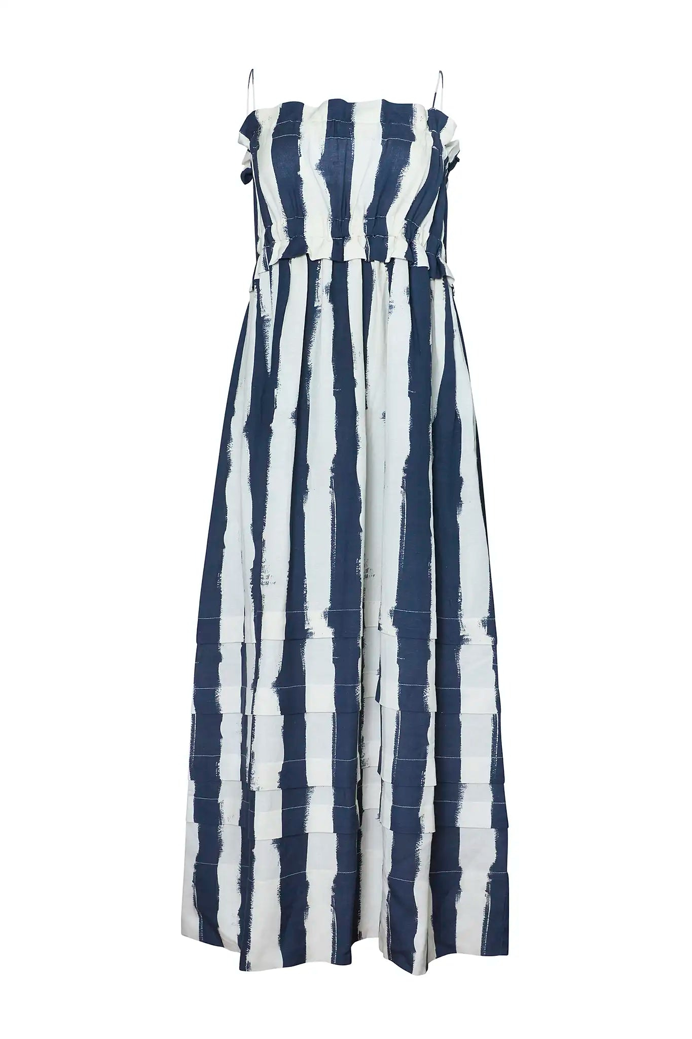 Larkin Dress in Lighthouse Stripe Navy Hunter bell