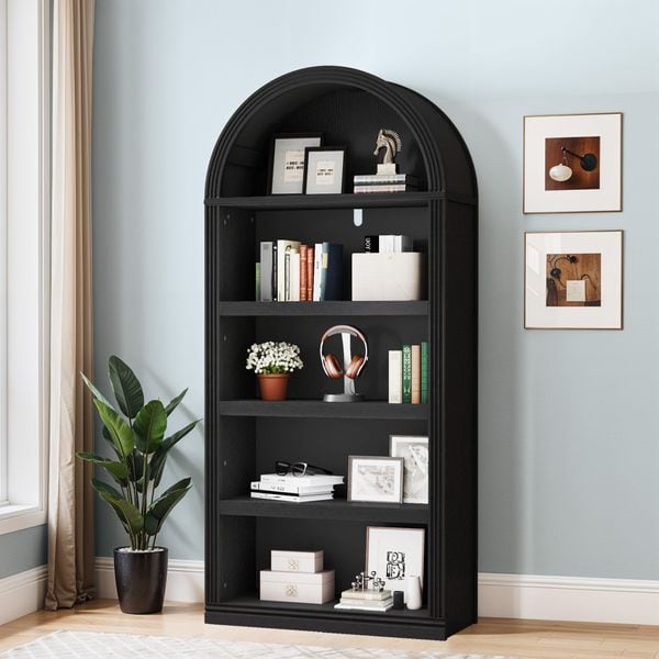 Latitude Run 68.5'' H 5 Tiers Arched Wooden Bookshelf With Adjustable Shelves & Reviews