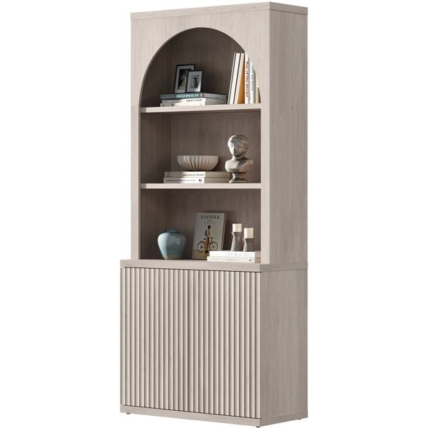 Latitude Run 77.6''h Fluted Arched Bookcase With Open Shelves And Storage Cabinet & Reviews
