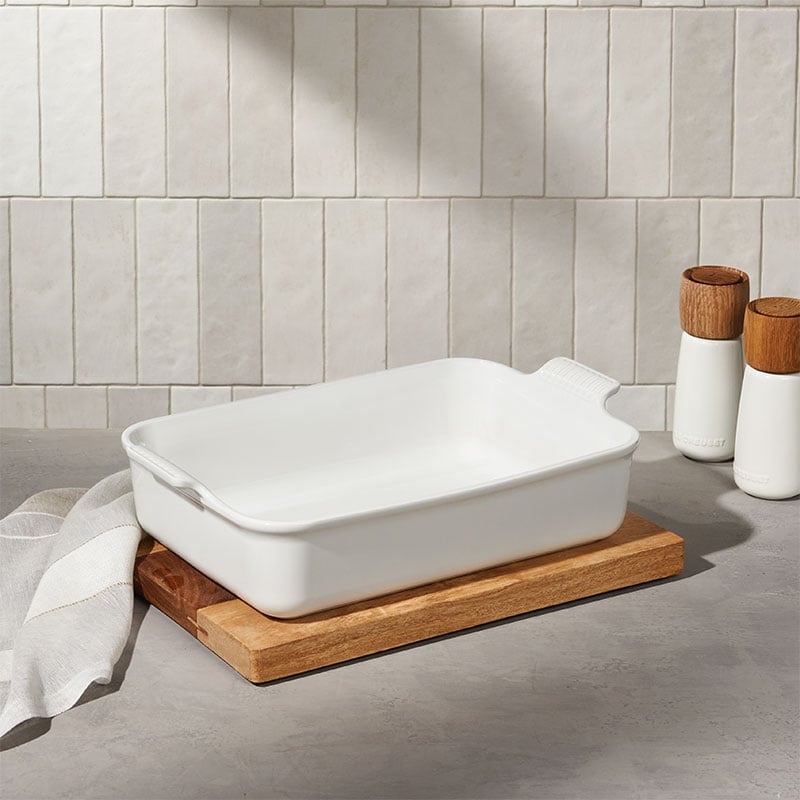 Le Creuset Heritage Deep Rectangular Lasagna Dish 6 3 4 Qt. - White