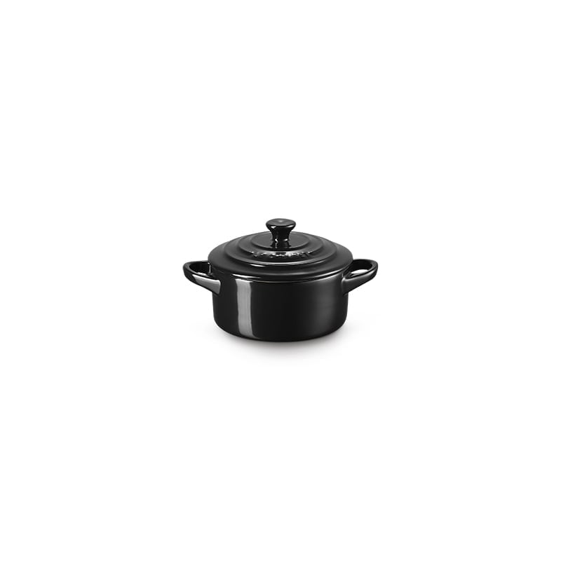 Le Creuset Mini Cocotte with Gold Heart Knob - Shiny Black