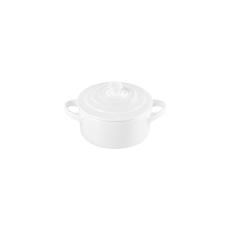 Le Creuset Mini Cocotte with Gold Heart Knob - White