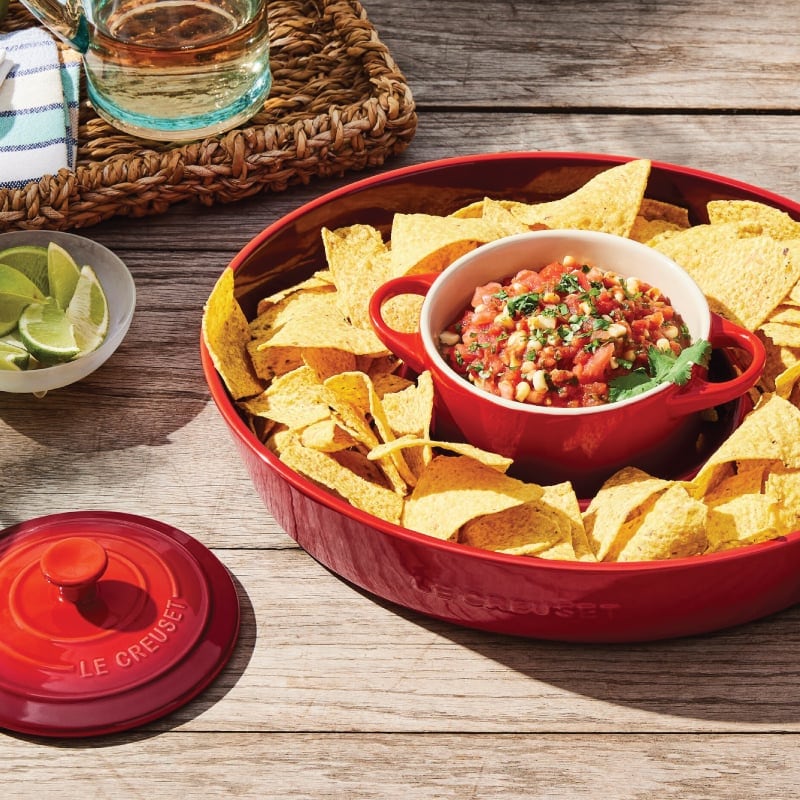 Le Creuset Signature Oval Chip and Dip Platter 13 In. - Cerise