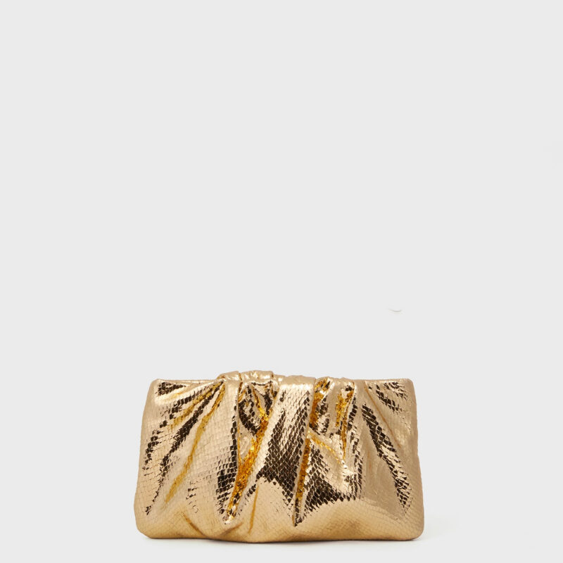 Light Gold Embossed Snake Serena Clutch Loeffler Randall