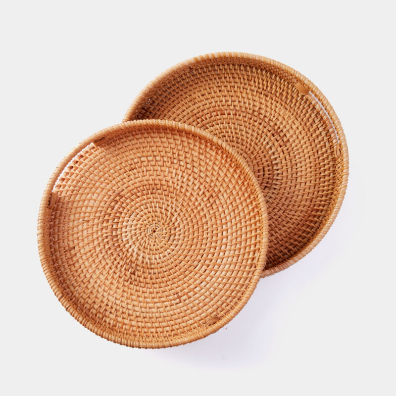 Light Rattan Round Trays Set of 2 Tuckernuck Home