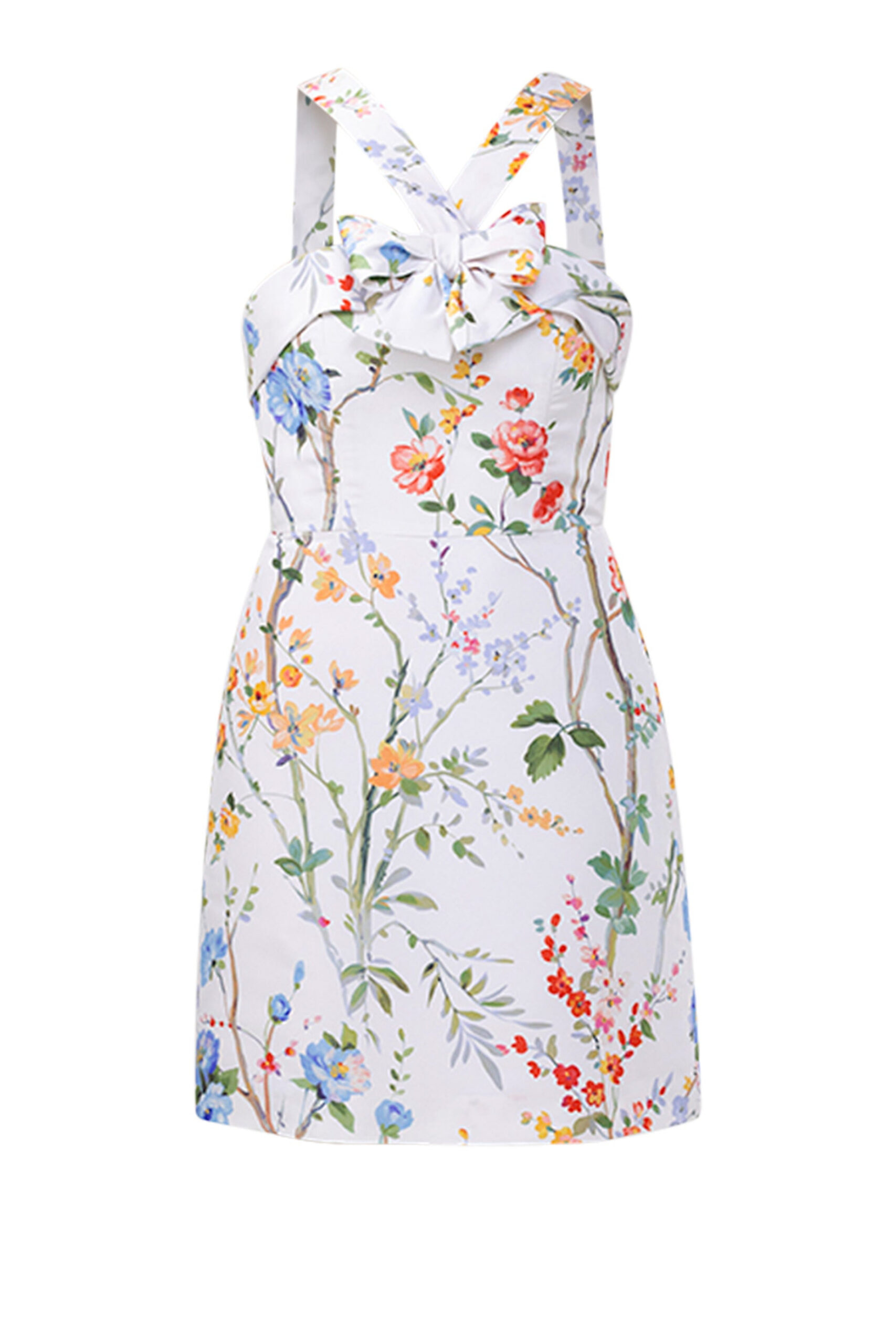 Alexia Maria Collection Lily Garden Reverie Silk Faille Mini Dress in White Floral