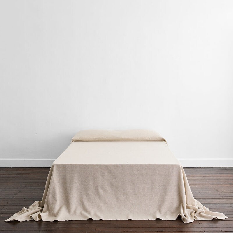 linen bedcover - caramel
