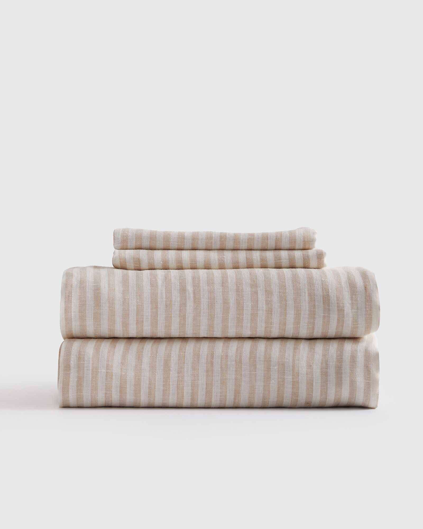 linen sheets - natural stripe