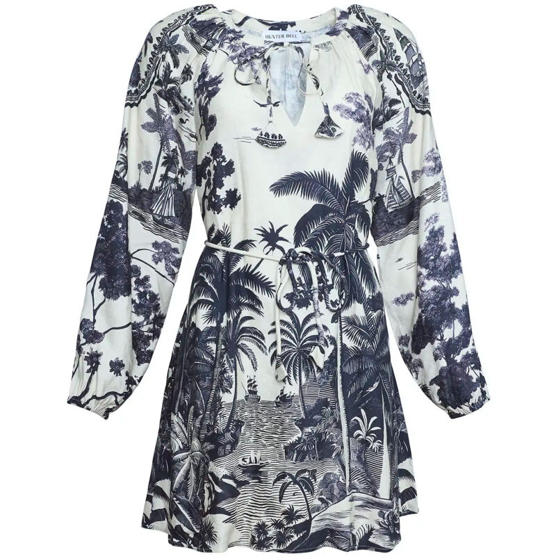 Lisette Dress in Bermuda Toile Hunter bell