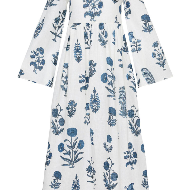 Lugano Maxi Dress in Indigo Botanical