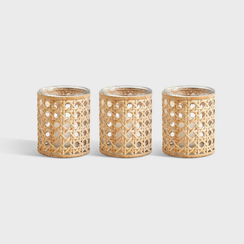 Lumingnon Cane Webbing Candle Holders (Set of 3) Two's Company