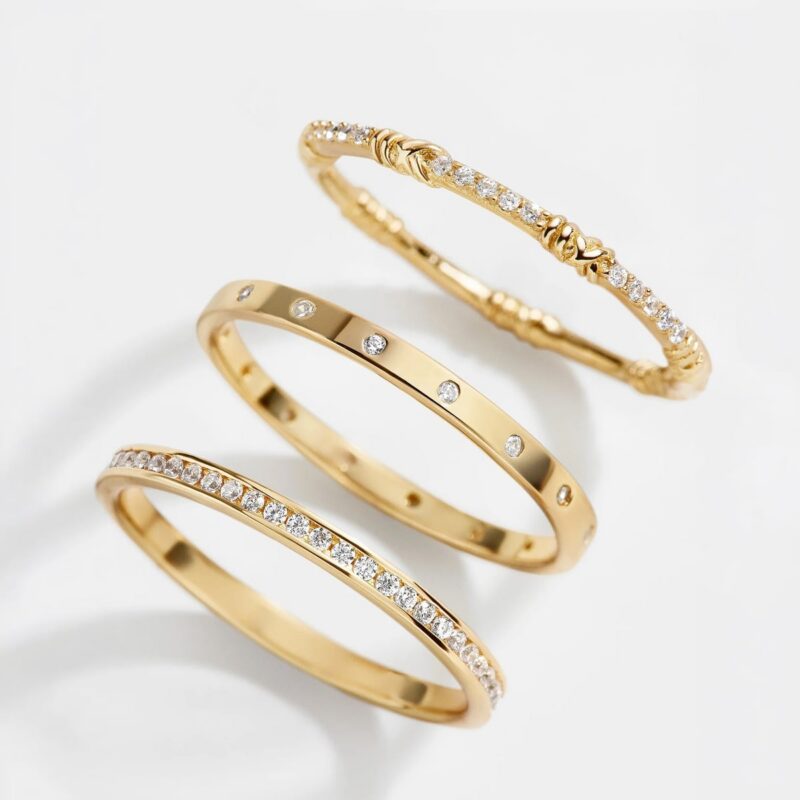 Maddie 18K Gold Ring Set - Gold/Pavé BaubleBar