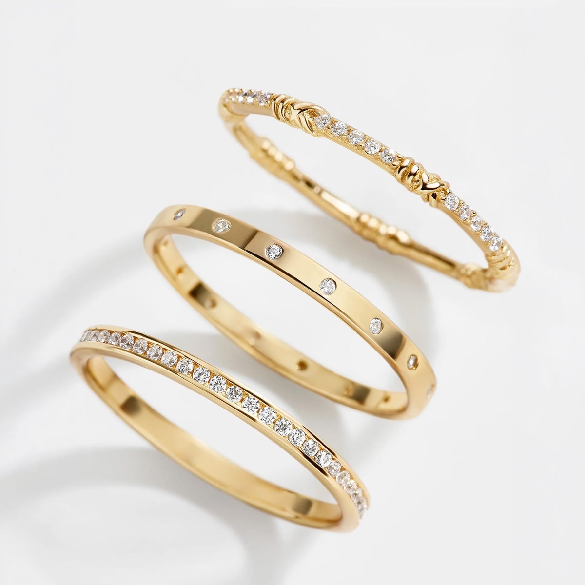 Maddie 18K Gold Ring Set - Gold/Pavé BaubleBar