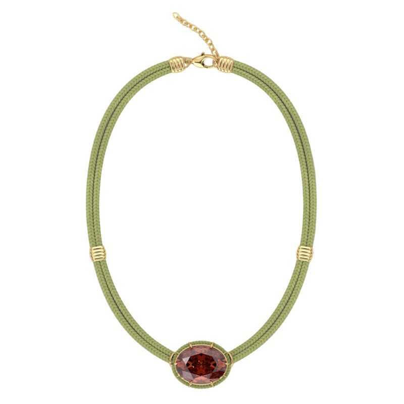 Madeira Garnet Silk Cord Pendant, Lime Green Cord Courtney Leidy