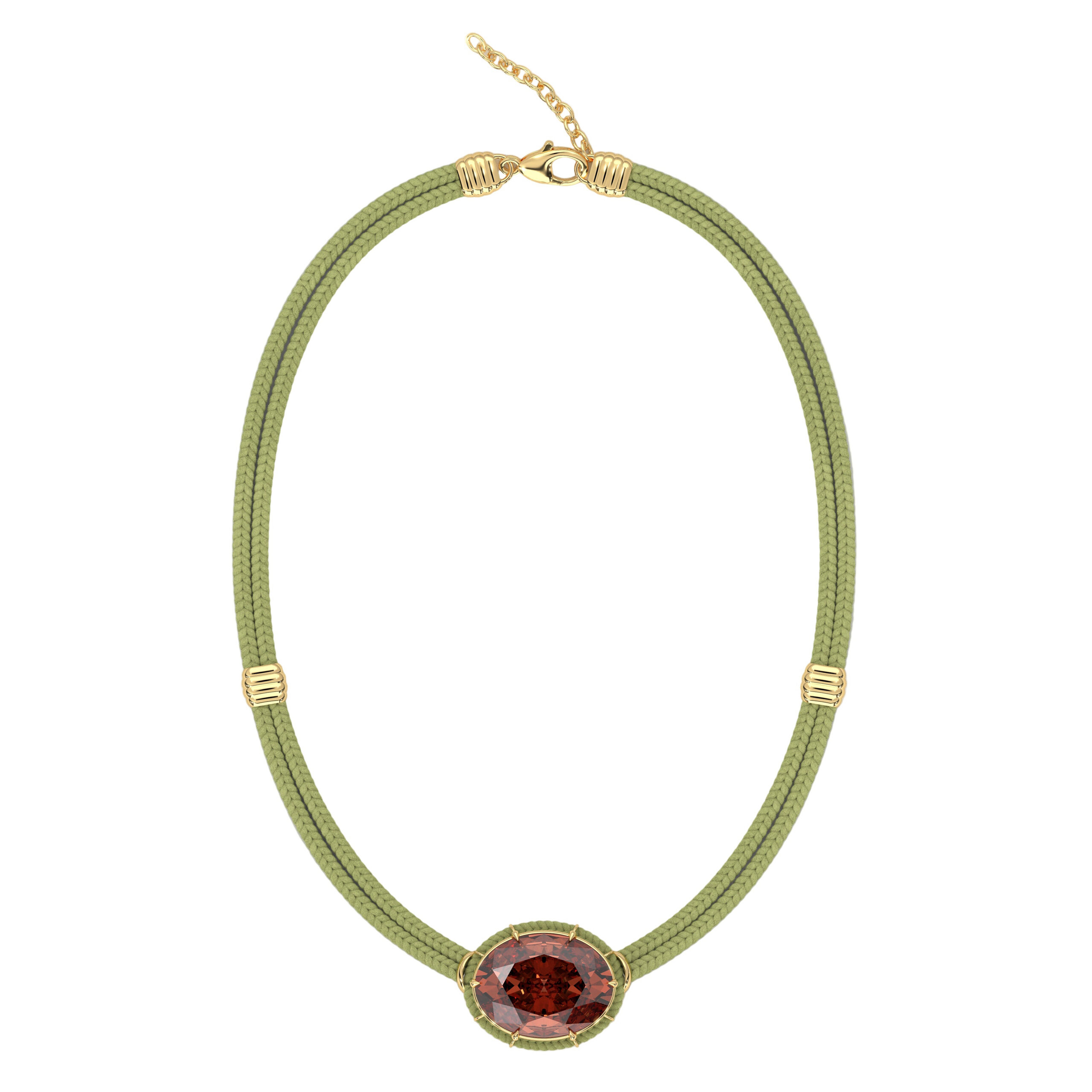 Madeira Garnet Silk Cord Pendant, Lime Green Cord Courtney Leidy