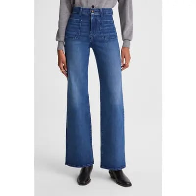Madewell Emmy Patch Pocket High Waist Wide Leg Jeans in Pelion Wash at Nordstrom, Size 25
