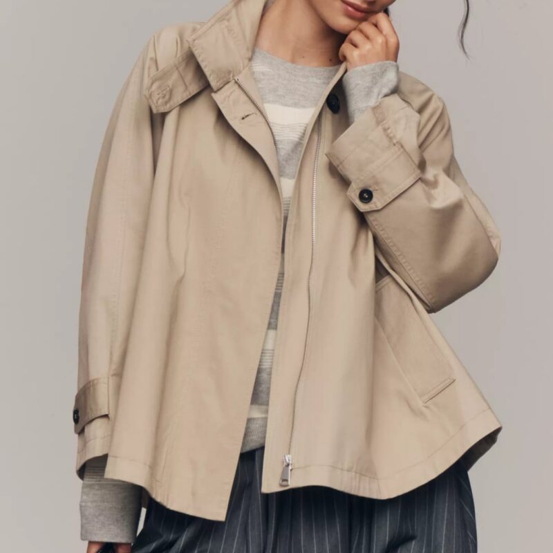 MAEVE | Swing Funnel-Neck Cape Jacket