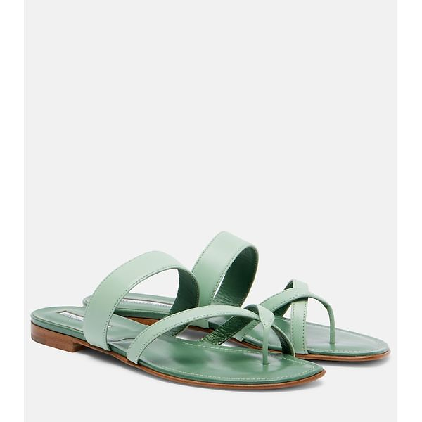 MANOLO BLAHNIK | Susaflat Leather Thong Sandals Mytheresa