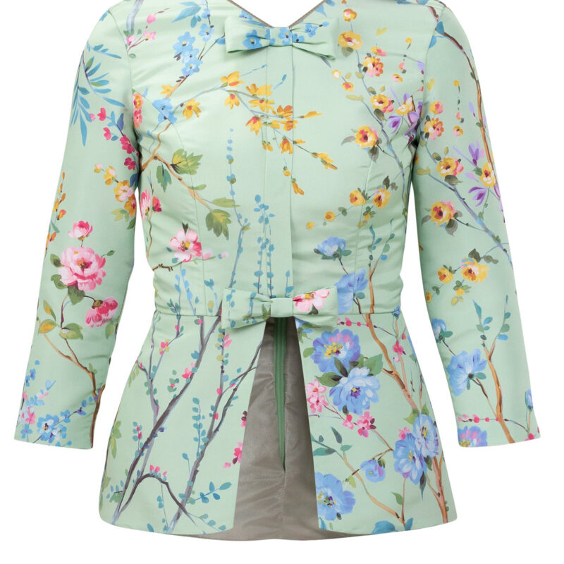 Alexia Maria Collection Marion Garden Reverie Silk Faille Top in Celadon Floral