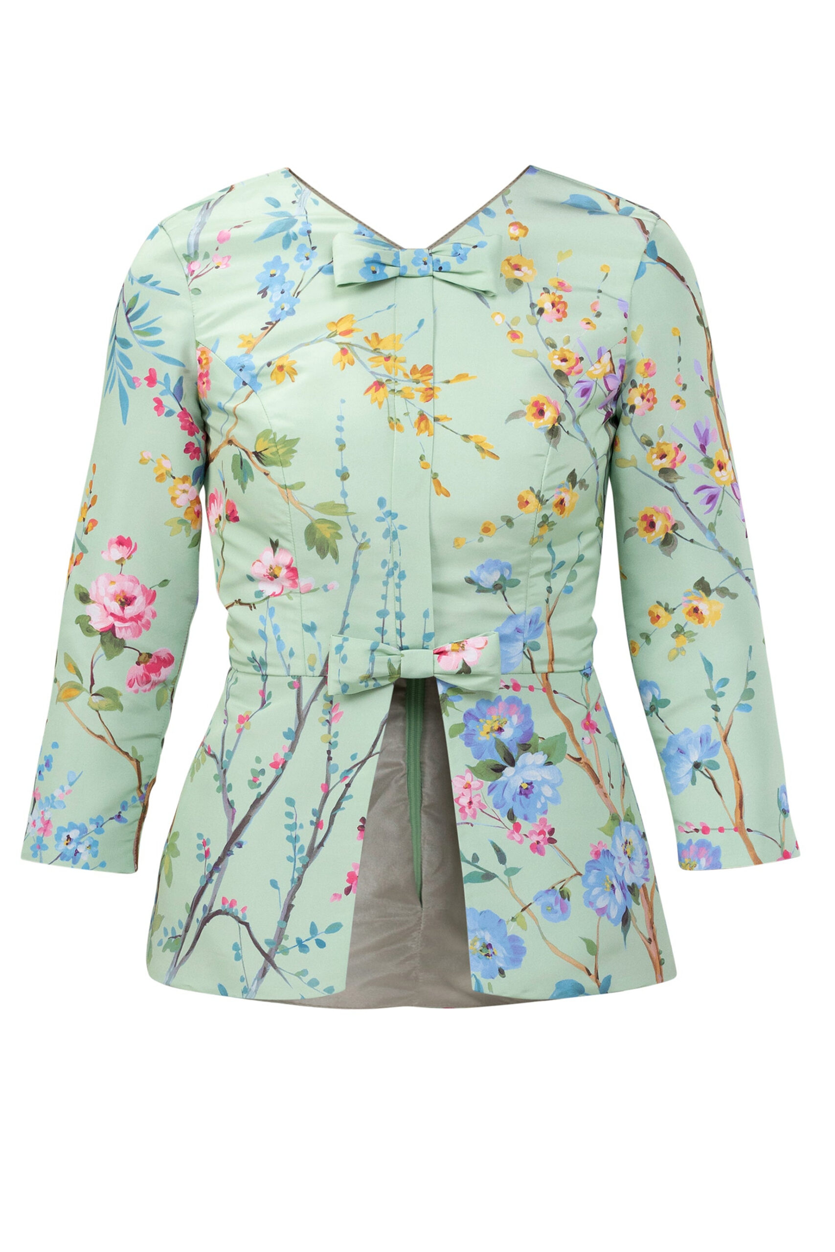 Alexia Maria Collection Marion Garden Reverie Silk Faille Top in Celadon Floral