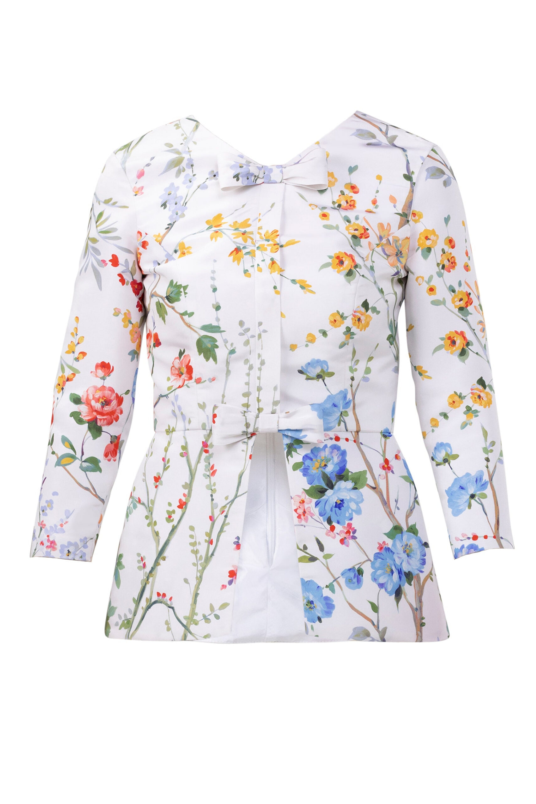 Marion Garden Reverie Silk Faille Top in White Floral Alexia Maria Collection