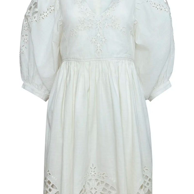 Maya Dress in White Hunter bell