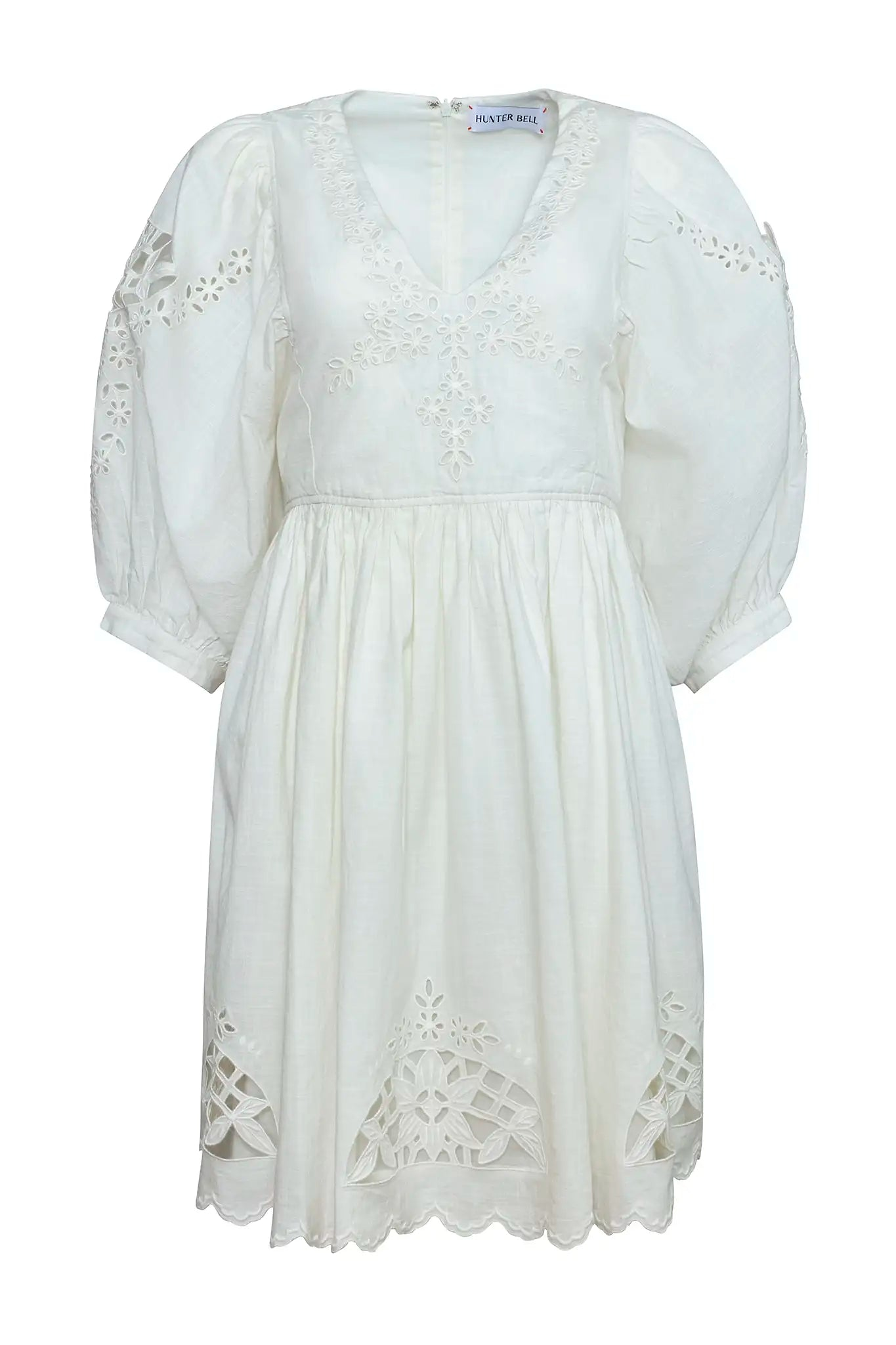 Maya Dress in White Hunter bell