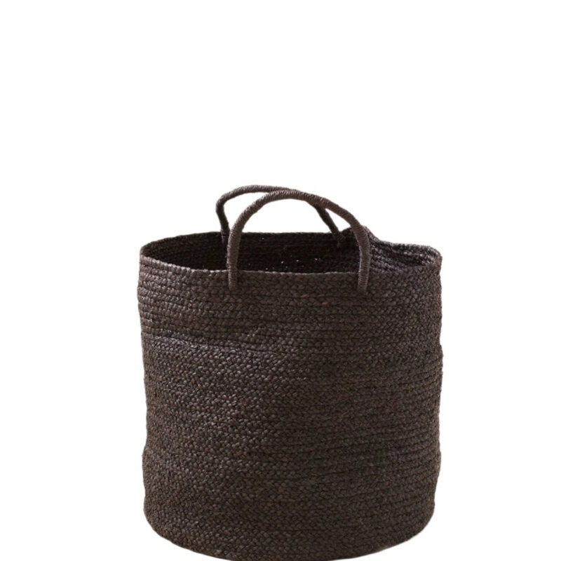 Medium Braided Raffia Basket Black Indego Africa