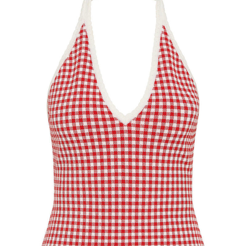 Micah Halter Top in Red Gingham POSSE