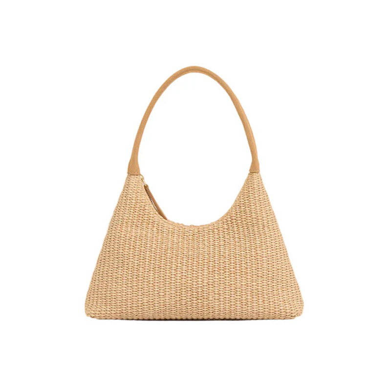 Mini Candy Bag in Natural Raffia/Budino Suede Mansur Gavriel