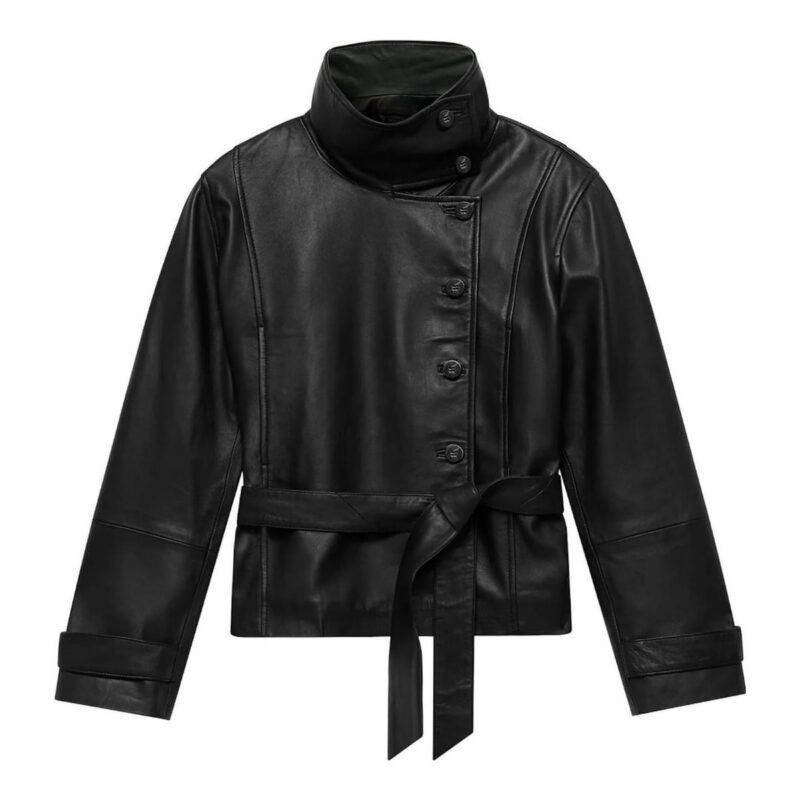 MINT VELVET | Leather Funnel Neck Jacket