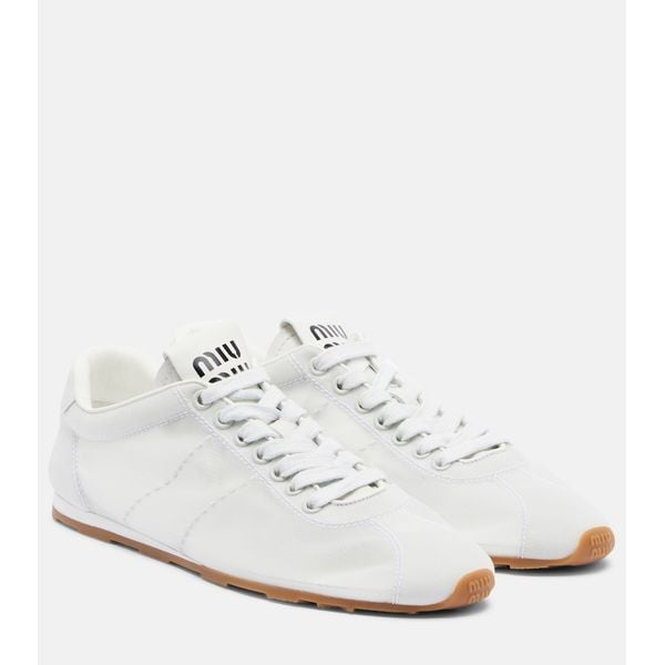 MIU MIU | Plume leather-trimmed sneakers Mytheresa