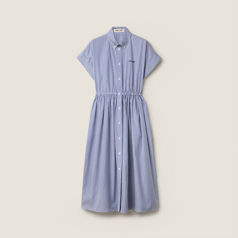 MIU MIU - Vertical stripe poplin midi-dress Miu Miu US