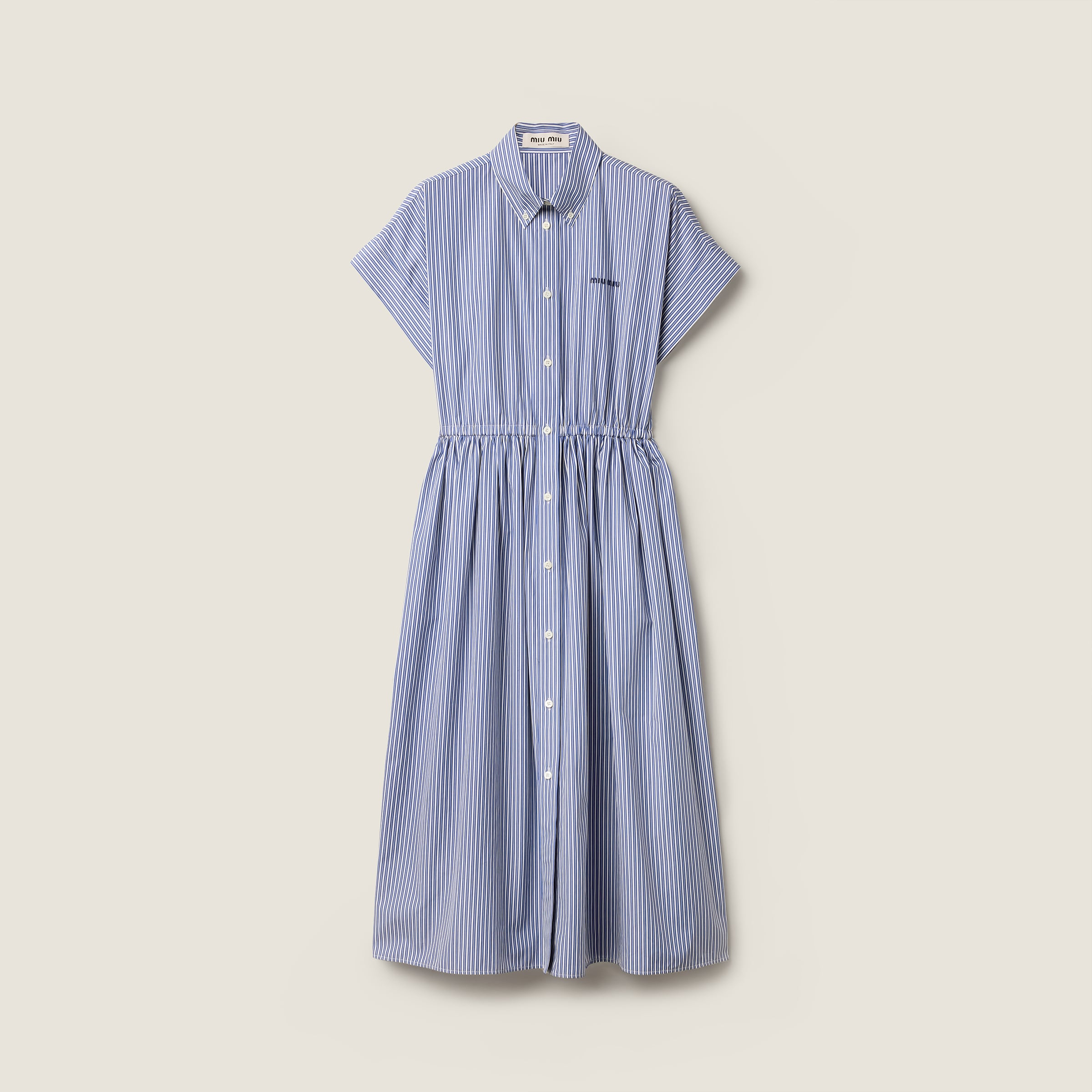MIU MIU - Vertical stripe poplin midi-dress Miu Miu US