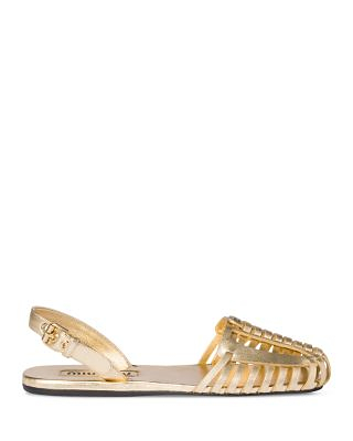 MIU MIU - Women's Huarache Slingback Flats Bloomingdale's