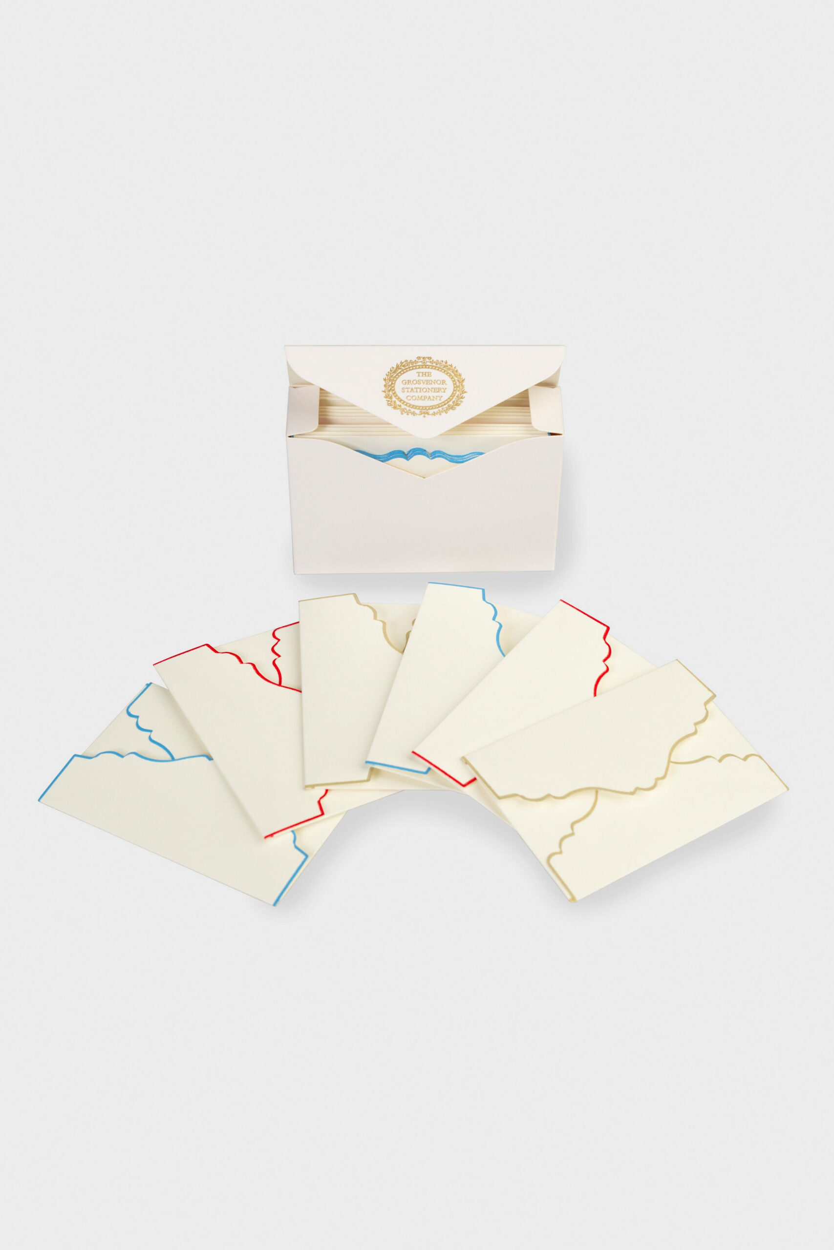 Mixed Colors Scalloped Ecru Cards and Envelopes Grosvenor Stationery Company