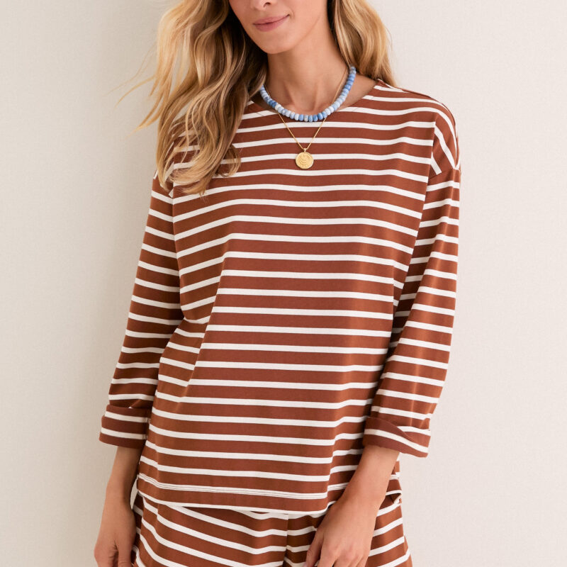 Mocha Stripe Knit Odie Tee