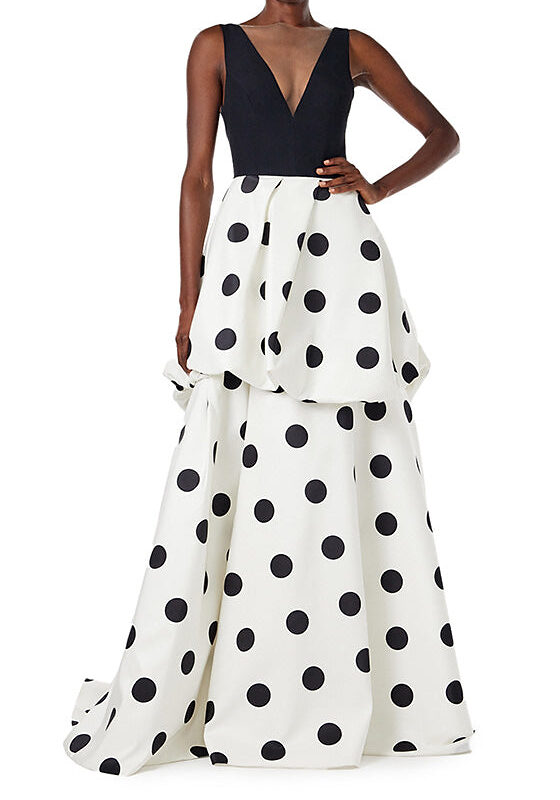 MONIQUE HUILLIER | Polka Dot V-Neck Gown MONIQUE LHUILLIER