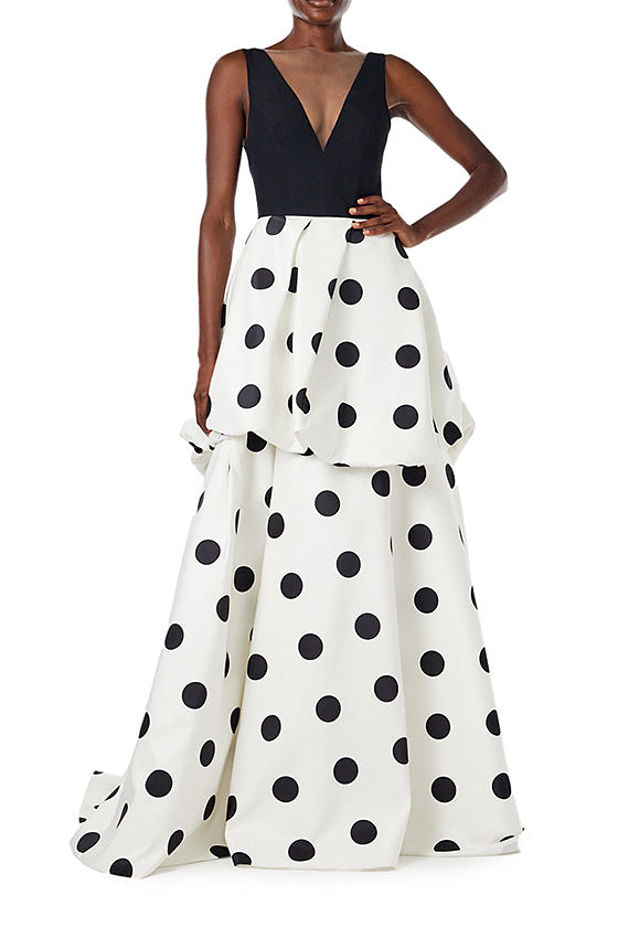 MONIQUE HUILLIER | Polka Dot V-Neck Gown MONIQUE LHUILLIER