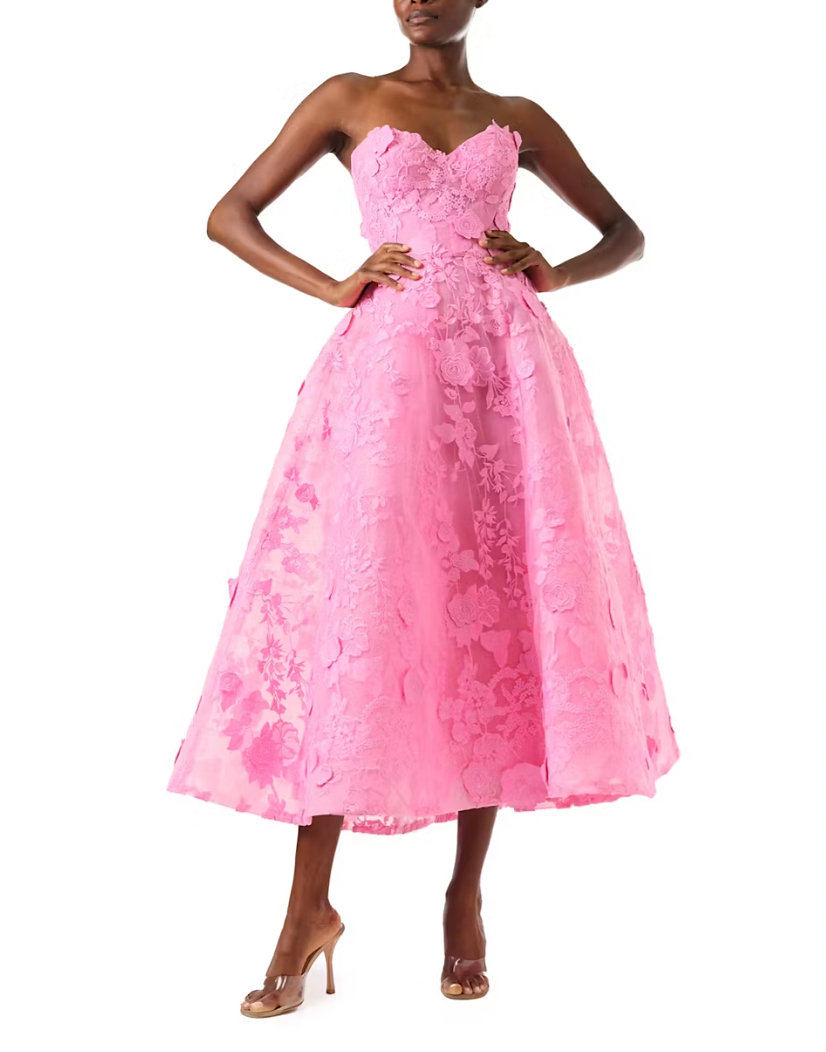 Monique Lhuillier floral cotton-blend lace maxi dress